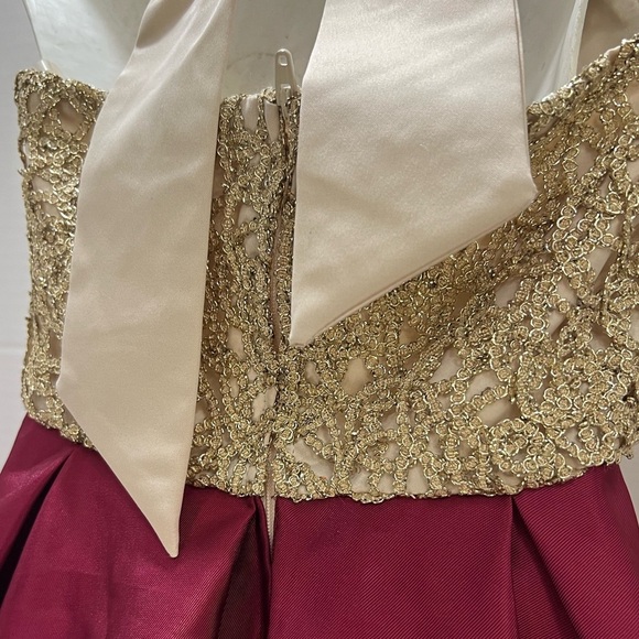 Elegant Gold and Red Kids Dress - Picture 6 of 14